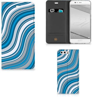 B2Ctelecom Huawei P10 Plus Standcase Hoesje Design Waves Blue