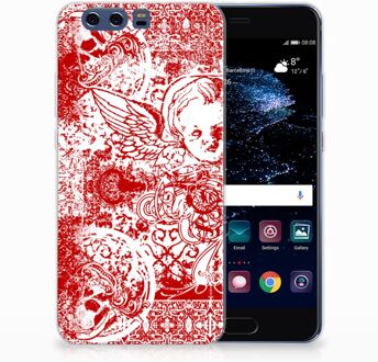 B2Ctelecom Huawei P10 Plus TPU Hoesje Design Angel Skull Red