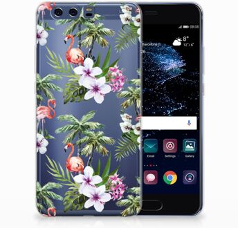 B2Ctelecom Huawei P10 Plus TPU Hoesje Design Flamingo Palms