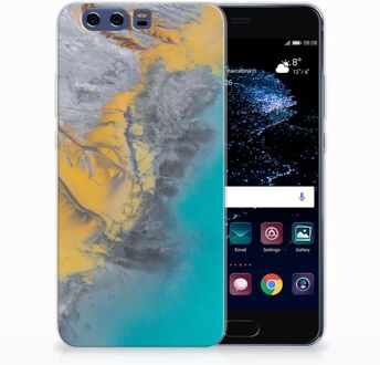 B2Ctelecom Huawei P10 Plus TPU Hoesje Design Marble Blue Gold