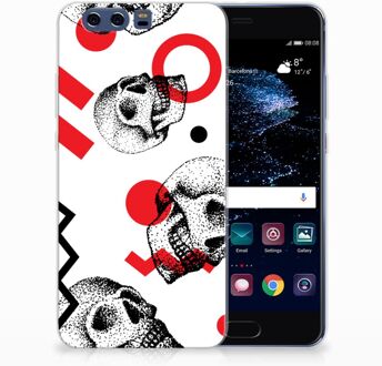 B2Ctelecom Huawei P10 Plus TPU Hoesje Design Skull Red