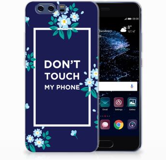 B2Ctelecom Huawei P10 Plus TPU Hoesje Flowers Blue DTMP