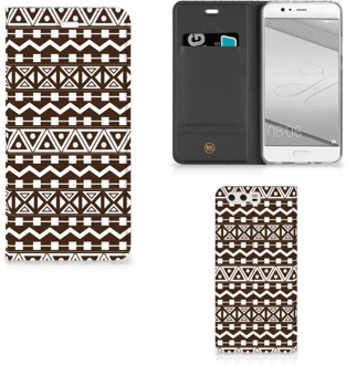 B2Ctelecom Huawei P10 Plus Uniek Standcase Hoesje Aztec Brown