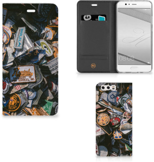 B2Ctelecom Huawei P10 Plus Uniek Standcase Hoesje Badges