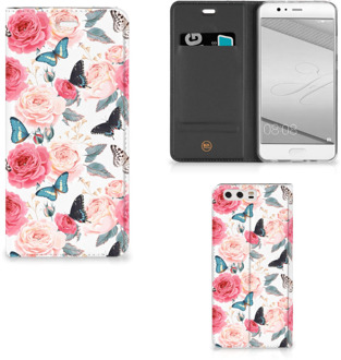 B2Ctelecom Huawei P10 Plus Uniek Standcase Hoesje Butterfly Roses