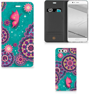 B2Ctelecom Huawei P10 Plus Uniek Standcase Hoesje Cirkels en Vlinders