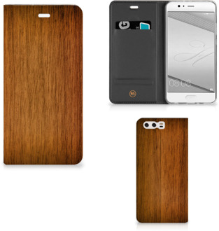 B2Ctelecom Huawei P10 Plus Uniek Standcase Hoesje Donker Hout