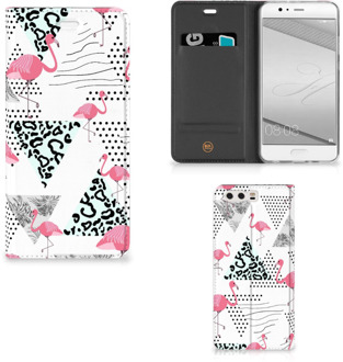 B2Ctelecom Huawei P10 Plus Uniek Standcase Hoesje Flamingo Triangle