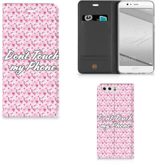 B2Ctelecom Huawei P10 Plus Uniek Standcase Hoesje Flowers Pink DTMP