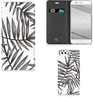 B2Ctelecom Huawei P10 Plus Uniek Standcase Hoesje Leaves Grey