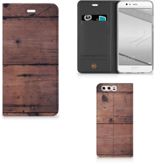 B2Ctelecom Huawei P10 Plus Uniek Standcase Hoesje Old Wood