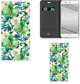 B2Ctelecom Huawei P10 Plus Uniek Standcase Hoesje Orchidee Groen