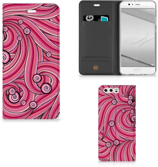 B2Ctelecom Huawei P10 Plus Uniek Standcase Hoesje Swirl Pink