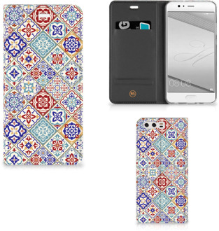 B2Ctelecom Huawei P10 Plus Uniek Standcase Hoesje Tiles Color