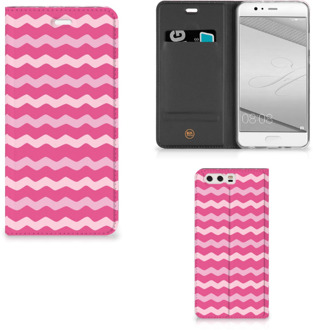 B2Ctelecom Huawei P10 Plus Uniek Standcase Hoesje Waves Pink