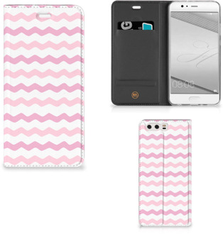 B2Ctelecom Huawei P10 Plus Uniek Standcase Hoesje Waves Roze