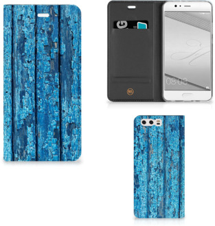 B2Ctelecom Huawei P10 Plus Uniek Standcase Hoesje Wood Blue