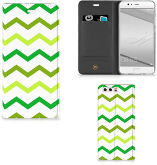 B2Ctelecom Huawei P10 Plus Uniek Standcase Hoesje Zigzag Groen