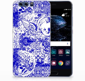 B2Ctelecom Huawei P10 Plus Uniek TPU Hoesje Angel Skull Blue