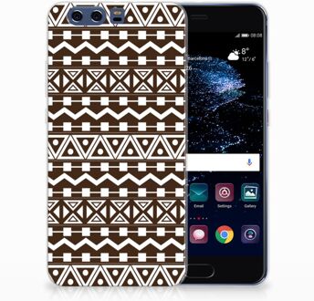 B2Ctelecom Huawei P10 Plus Uniek TPU Hoesje Aztec Brown