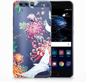 B2Ctelecom Huawei P10 Plus Uniek TPU Hoesje Bird Flowers