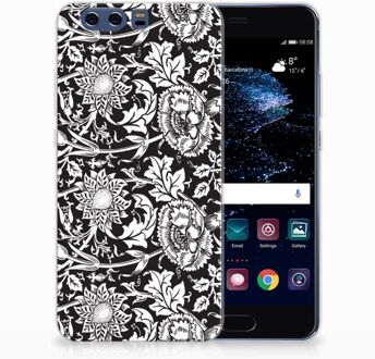 B2Ctelecom Huawei P10 Plus Uniek TPU Hoesje Black Flowers