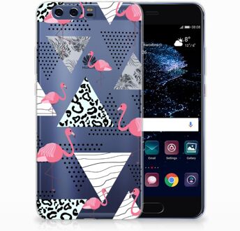 B2Ctelecom Huawei P10 Plus Uniek TPU Hoesje Flamingo Triangle