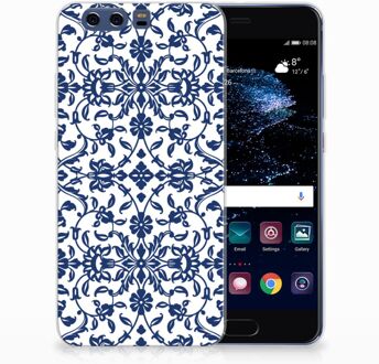 B2Ctelecom Huawei P10 Plus Uniek TPU Hoesje Flower Blue