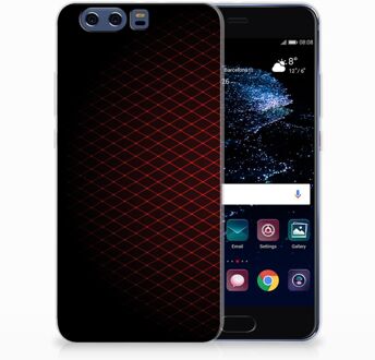 B2Ctelecom Huawei P10 Plus Uniek TPU Hoesje Geruit Rood