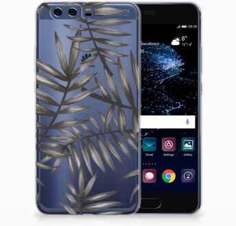 B2Ctelecom Huawei P10 Plus Uniek TPU Hoesje Leaves Grey