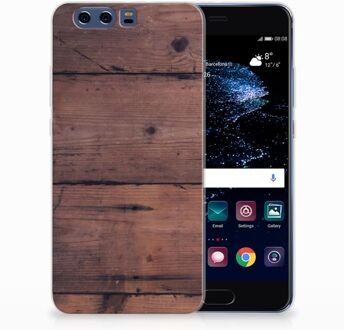 B2Ctelecom Huawei P10 Plus Uniek TPU Hoesje Old Wood