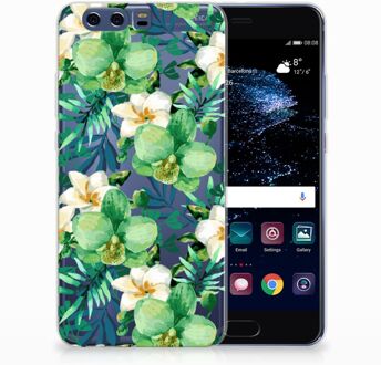 B2Ctelecom Huawei P10 Plus Uniek TPU Hoesje Orchidee Groen