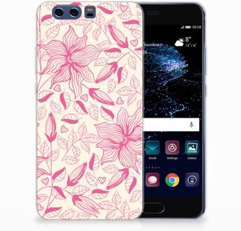 B2Ctelecom Huawei P10 Plus Uniek TPU Hoesje Pink Flowers