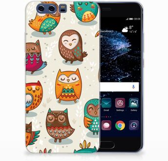 B2Ctelecom Huawei P10 Plus Uniek TPU Hoesje Vrolijke Uilen