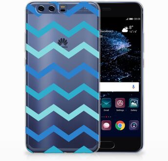 B2Ctelecom Huawei P10 Plus Uniek TPU Hoesje Zigzag Blauw