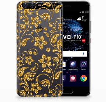 B2Ctelecom Huawei P10 TPU Hoesje Design Gouden Bloemen