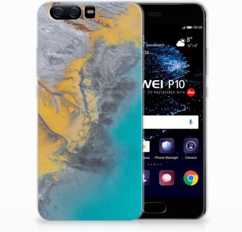 B2Ctelecom Huawei P10 TPU Hoesje Design Marble Blue Gold