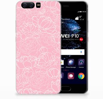 B2Ctelecom Huawei P10 TPU Hoesje Design White Flowers