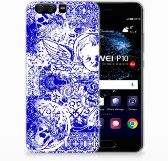 B2Ctelecom Huawei P10 Uniek TPU Hoesje Angel Skull Blue