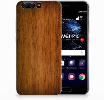 B2Ctelecom Huawei P10 Uniek TPU Hoesje Donker Hout