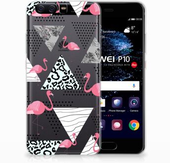 B2Ctelecom Huawei P10 Uniek TPU Hoesje Flamingo Triangle