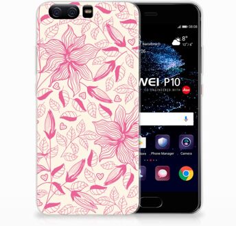 B2Ctelecom Huawei P10 Uniek TPU Hoesje Pink Flowers