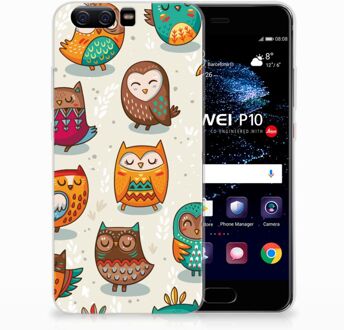 B2Ctelecom Huawei P10 Uniek TPU Hoesje Vrolijke Uilen