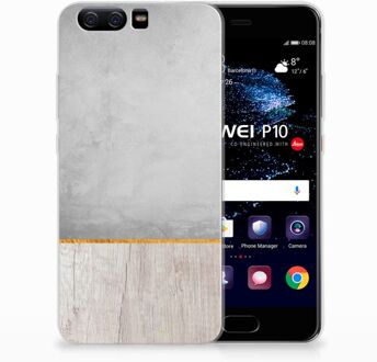 B2Ctelecom Huawei P10 Uniek TPU Hoesje Wood Concrete