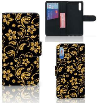 B2Ctelecom Huawei P20 Book Case Hoesje Design Gouden Bloemen