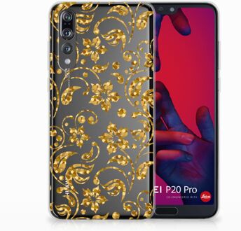 B2Ctelecom Huawei P20 Pro TPU Hoesje Design Gouden Bloemen