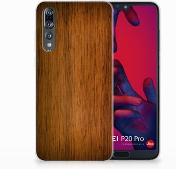 B2Ctelecom Huawei P20 Pro Uniek TPU Hoesje Donker Hout