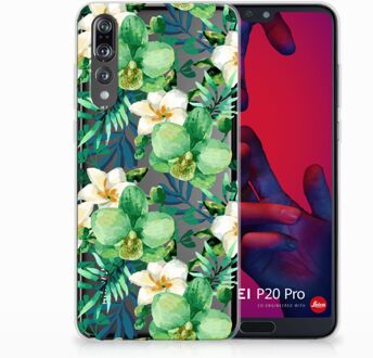 B2Ctelecom Huawei P20 Pro Uniek TPU Hoesje Orchidee Groen