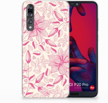 B2Ctelecom Huawei P20 Pro Uniek TPU Hoesje Pink Flowers