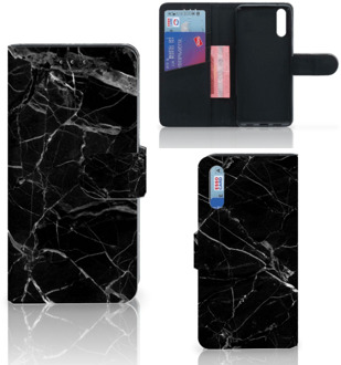 B2Ctelecom Huawei P20 Uniek Bookcase Hoesje Marmer Zwart